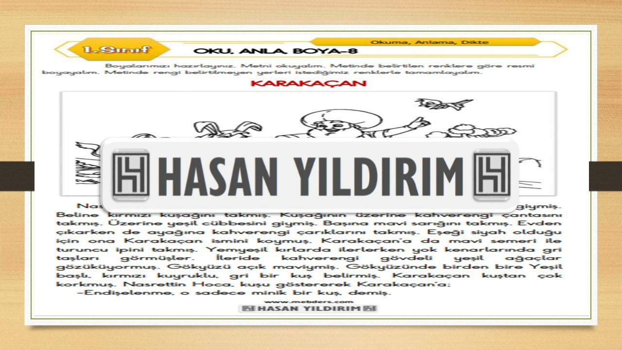 1.Sınıf Türkçe Oku, Anla, Boya-8