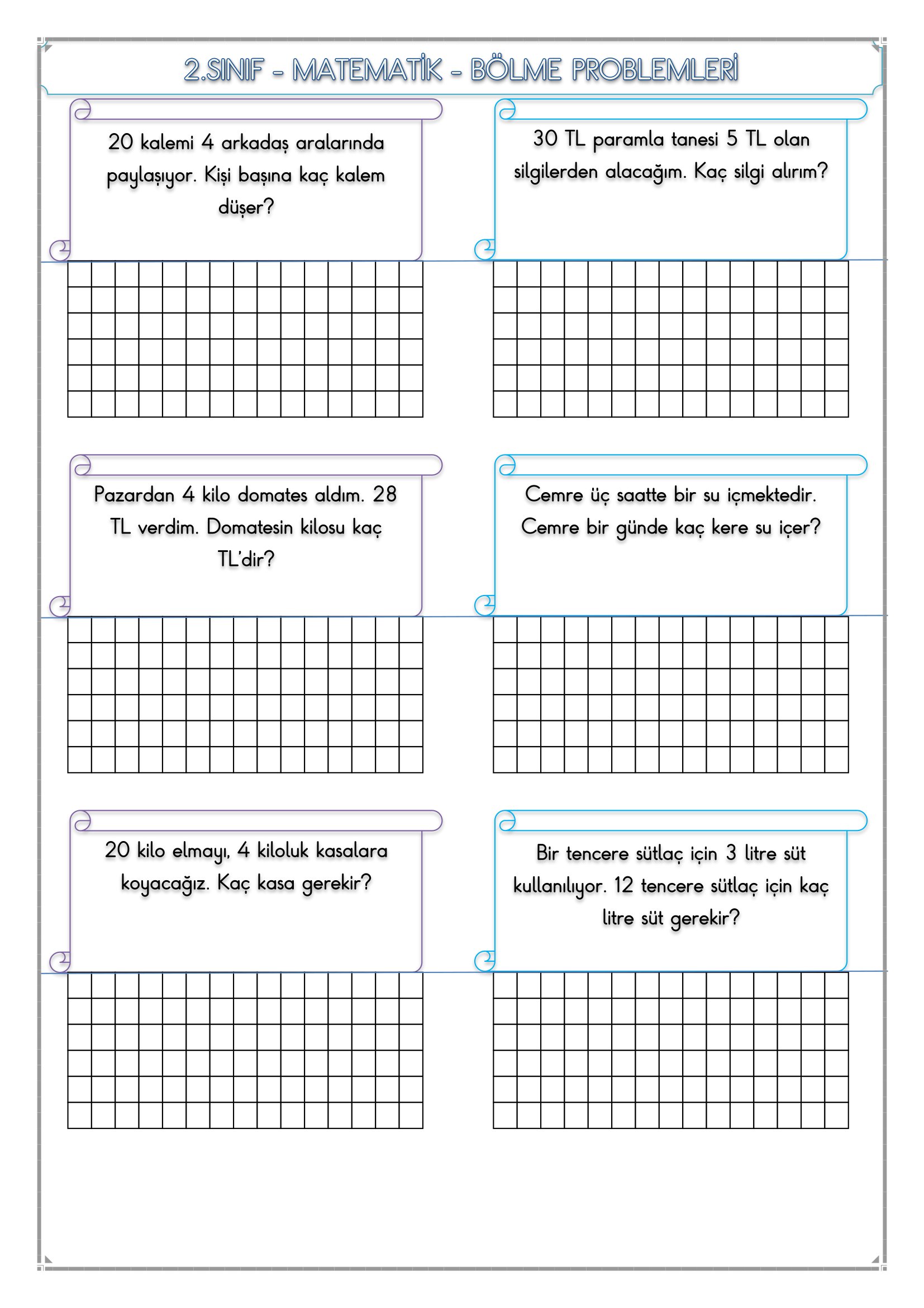 2.Sınıf - Matematik - Bölme Problemleri-1