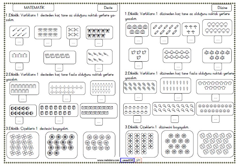 2. Sınıf Matematik Deste ve Düzine Etkinliği 2