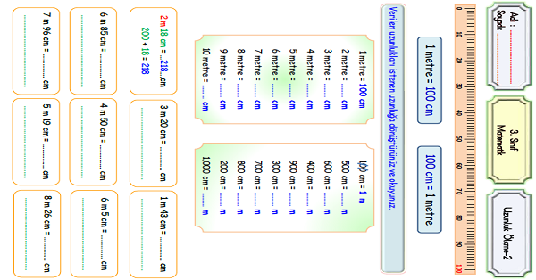 3.Sınıf Matematik Uzunluk Ölçme (Metre ile Santimetre)-2