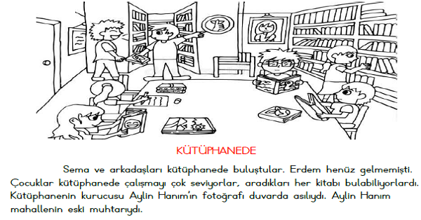 1.Sınıf Türkçe Okuma Anlama (Kütüphane) Etkinliği