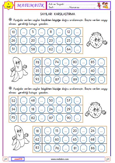 2. Sınıf Matematik Sayıları Karşılaştırma Etkinliği 4