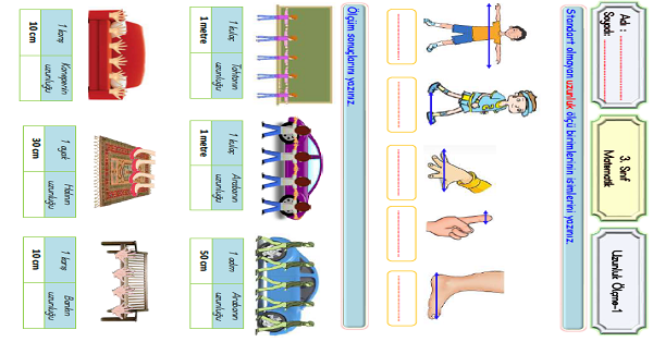 3.Sınıf Matematik Uzunluk Ölçme (Standart Ölçme Araçları ile Standart Olmayan Ölçme Araçlarını Tanımlama)-1
