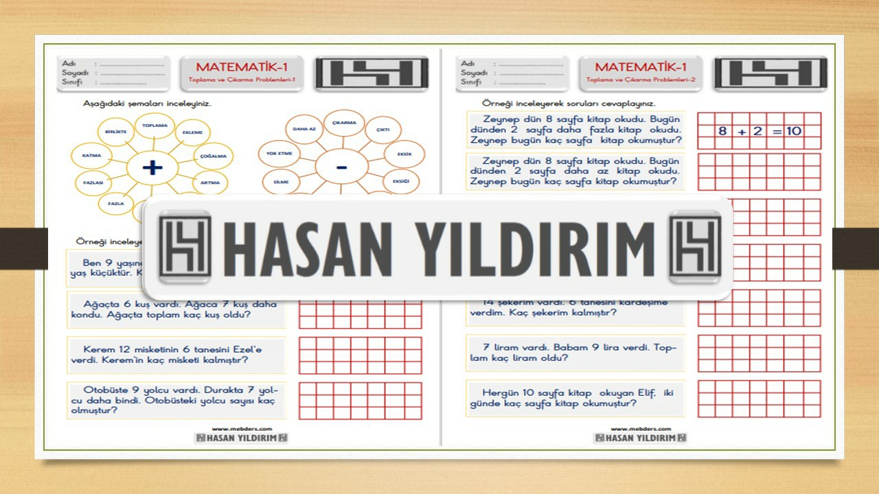 1.Sınıf Matematik Toplama ve Çıkarma İşlemi Gerektiren Problemler