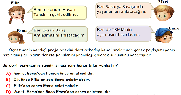 4.Sınıf Sosyal Bilgiler Geçmişimi Öğreniyorum Ünitesi Yeni Nesil Sorular-2