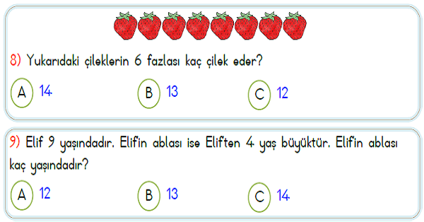 1.Sınıf Matematik Toplama İşlemi Yaprak Test