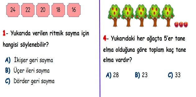 2.Sınıf Matematik Doğal Sayılar-Ritmik Saymalar-Yaprak Test-1