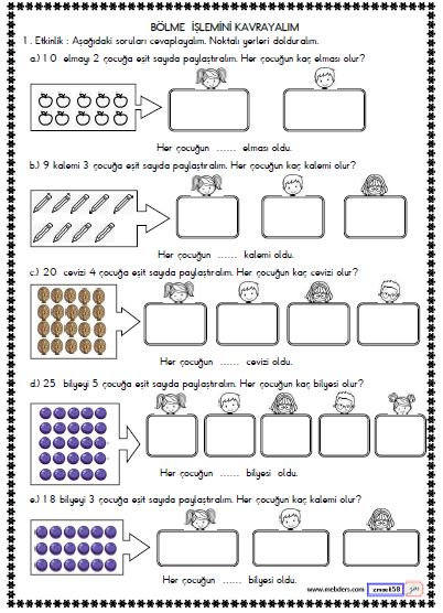 2. Sınıf Matematik Bölme İşlemini Kavrayalım Etkinliği 6