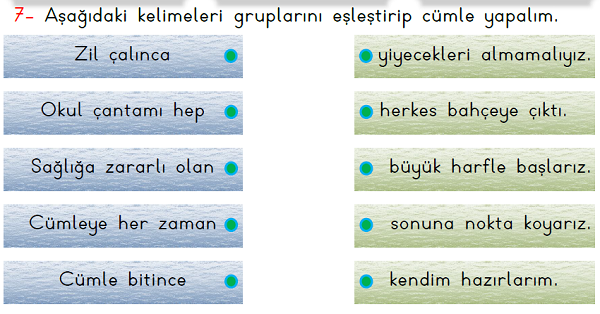 1.Sınıf Türkçe Cümle Bilgisi-Okuma Anlama (4 Sayfa)