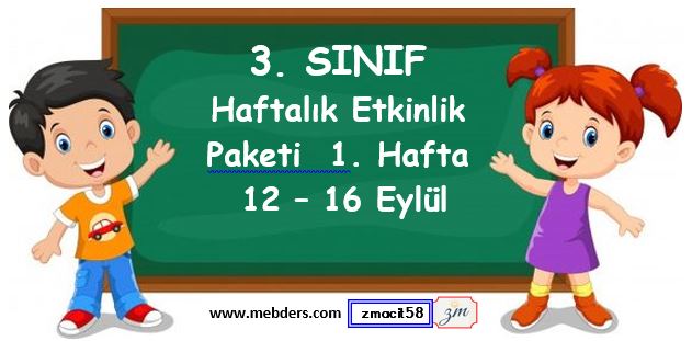 3. Sınıf 1. Hafta Etkinlik Paketi (12 - 16 Eylül)