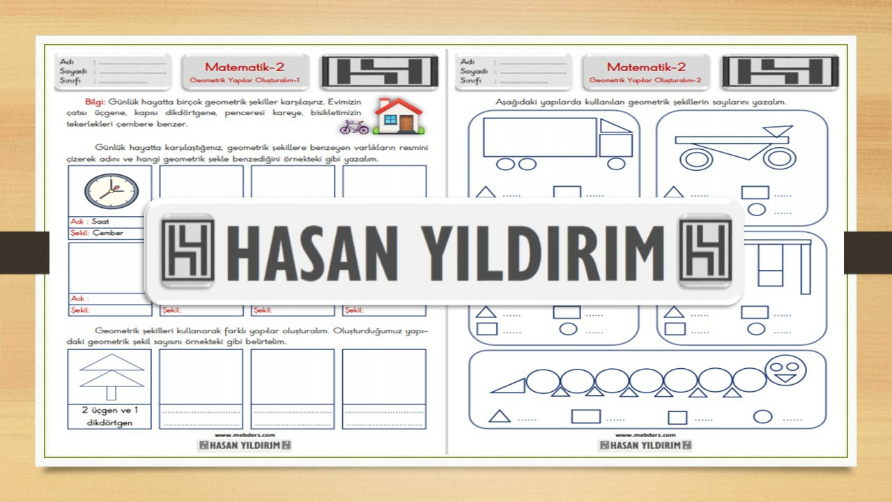 2.Sınıf Matematik Geometrik Yapılar Oluşturalım Çalışma Sayfaları