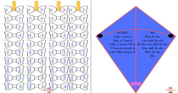 1. Sınıf İlk Okuma Yazma U-u Sesi Kes-Yapıştır-Oku Uçurtma Etkinliği