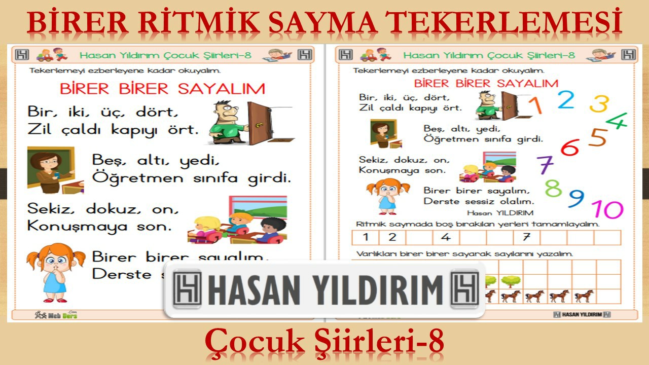 Birer Ritmik Sayma Tekerlemesi (Çocuk Şiirleri-8)