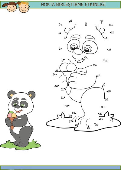 Dondurma yiyen panda nokta birleştirme etkinliği