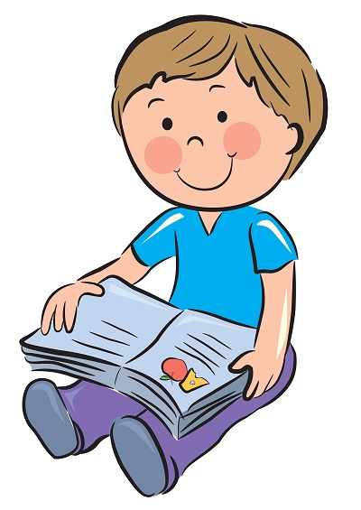 Clipart yere oturmuş kitap okuyan erkek çocuk resmi png