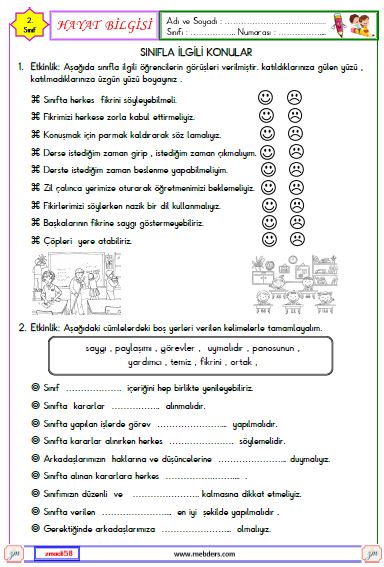 2. Sınıf Hayat Bilgisi  Görüşlerim Değerlidir Etkinliği