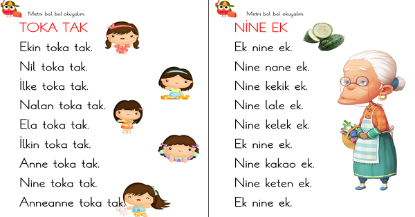 1. Sınıf İlk Okuma Yazma K-k Sesi Hızlı Okuma Metinleri (5 Sayfa)
