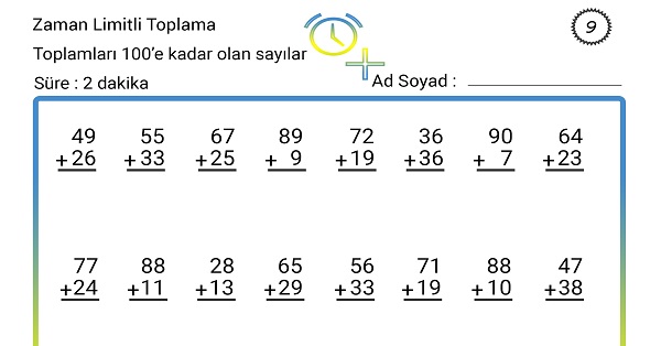 2 Dakika Zaman Limitli Toplama İşlemi Etkinliği 9