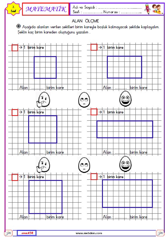 3. Sınıf Matematik Alan Ölçme  Etkinliği 2