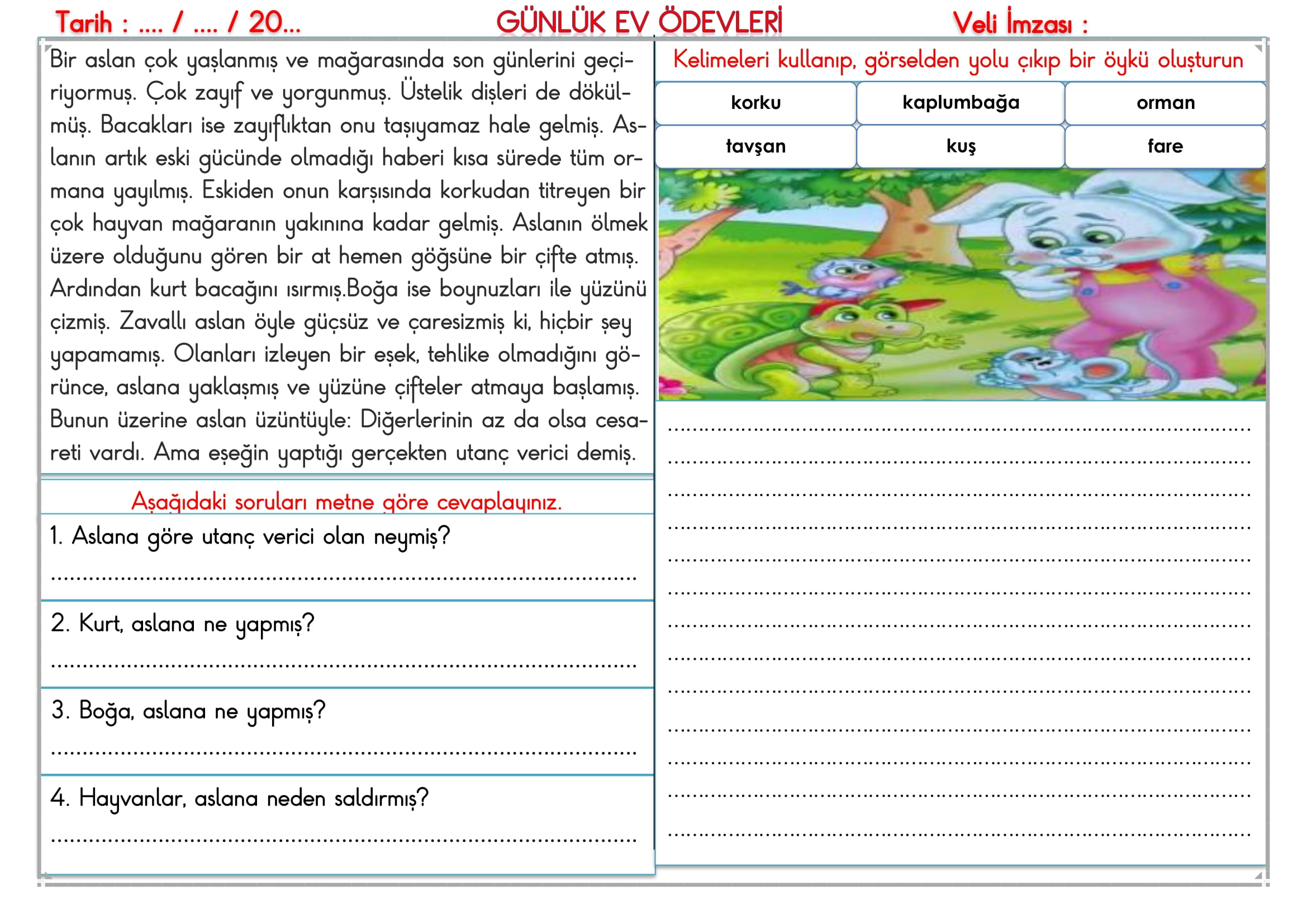 2.Sınıf - 23 Eylül 2025 Günlük Ev Ödevleri