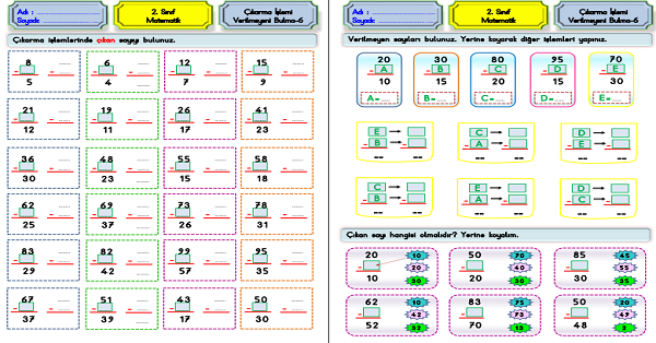 2.Sınıf Matematik Çıkarma İşlemi-Verilmeyeni Bulma-6