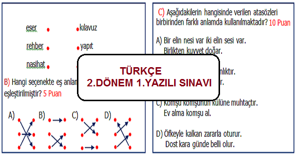 4.Sınıf Türkçe 2.Sınav 1.Yazılı Sınav Etkinliği