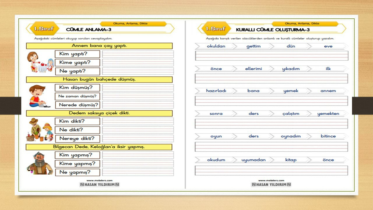 1.Sınıf Türkçe Cümle Anlama ve Kurallı Cümle Oluşturma-3