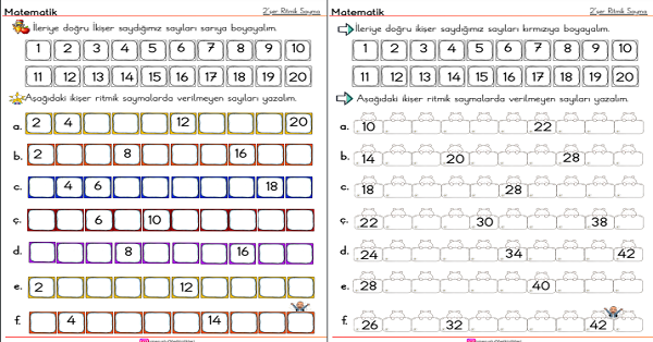 1. Sınıf Matematik Ritmik Saymalar (2'şer Sayma)