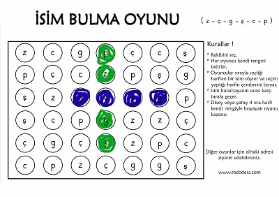 4.Grup Harflerle İsim Bulma Oyunu