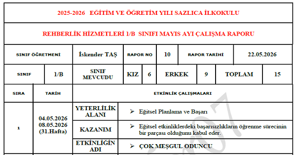 Rehberlik Mayıs Ayı Raporu