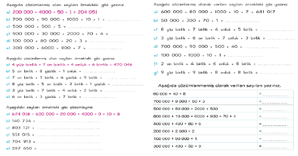 4. Sınıf Matematik Çözümleme 1