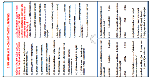 3.Sınıf - Fen Bilimleri Çevremizi Temiz Tutalım Etkinliği