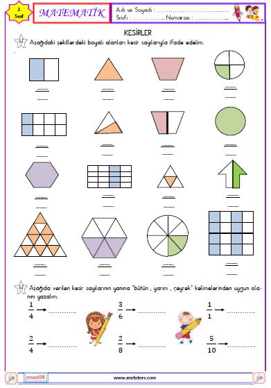 3. Sınıf Matematik Bütün Yarım ve Çeyrek Etkinliği 2