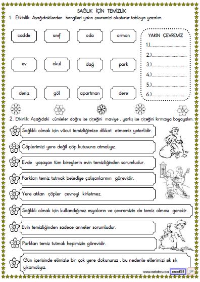 2. Sınıf Hayat Bilgisi Sağlık İçin Temizlik Etkinliği