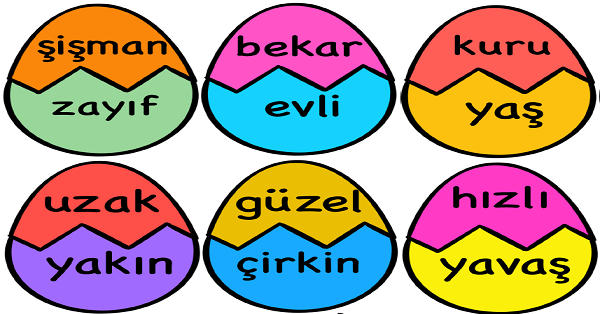 1.Sınıf Türkçe Eş Anlamlı ve Zıt Anlamlı Kelimeler Yumurta Etkinliği