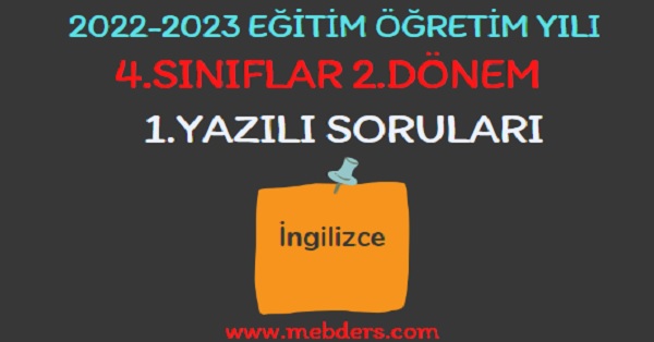 4.Sınıf İngilizce 2.Dönem 1.Yazılı Sınavı 3