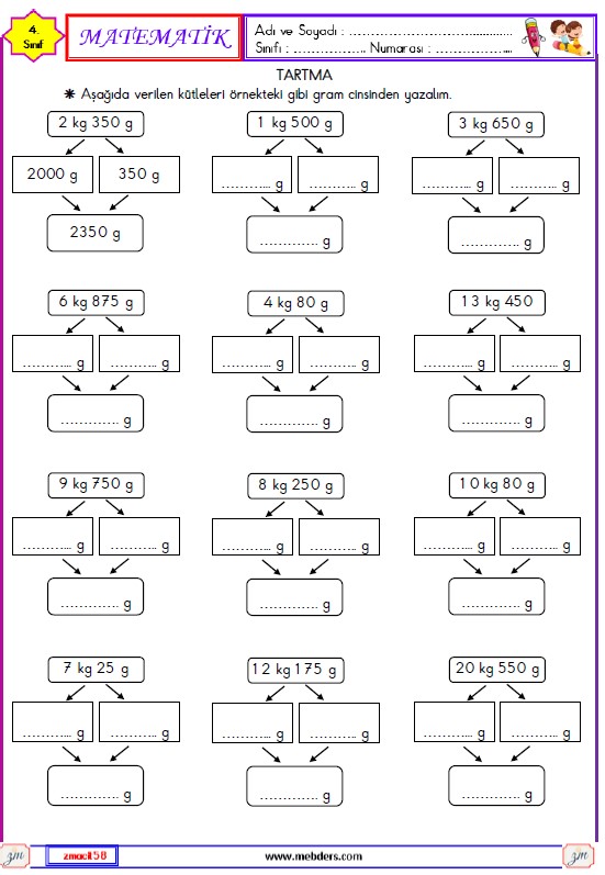 4. Sınıf Matematik Tartma Etkinliği 2