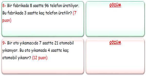 3.Sınıf Matematik Bölme İşlemi Problemleri-2