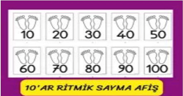 1.Sınıf Matematik Onar Ritmik Sayma Afiş Ayak Şablonlu Renkli-Renksiz