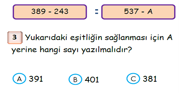 3.Sınıf Matematik Çıkarma İşlemi Yaprak Test-1