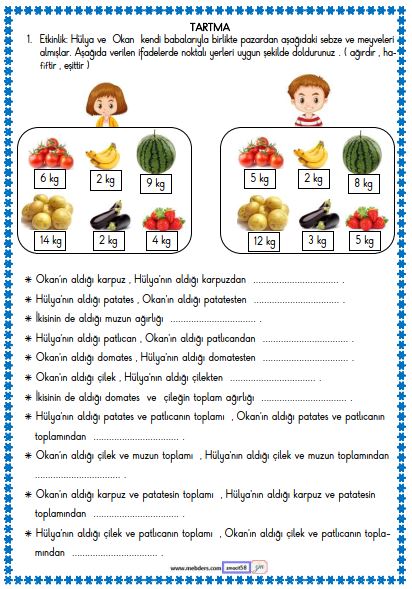 2. Sınıf Matematik  Tartma Etkinliği 4