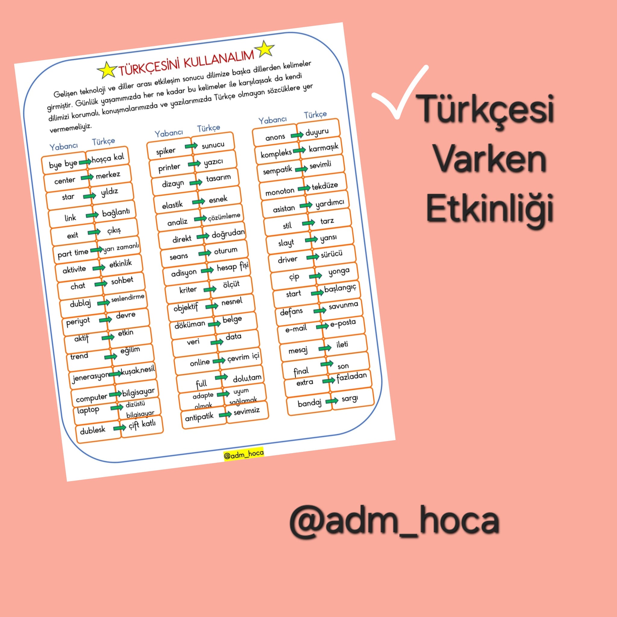 Türkçesini Kullanalım Etkinliği