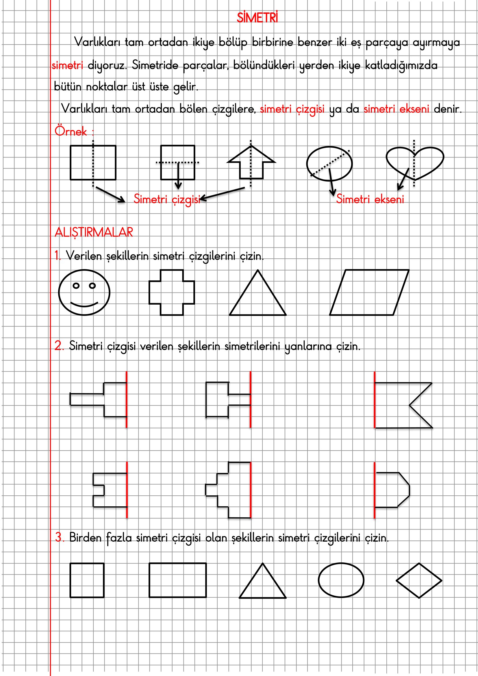 2.Sınıf Matematik Kareli Defterde Simetri Konu Anlatımı