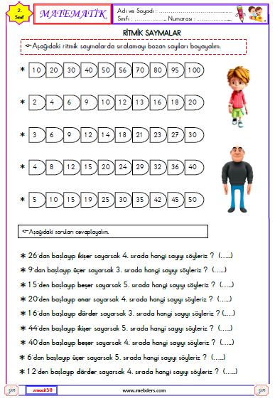 2. Sınıf Matematik Ritmik Saymalar Etkinliği 3