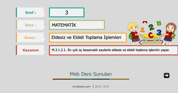 3.Sınıf Matematik Eldesiz ve Eldeli Toplama İşlemleri Sunusu