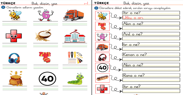 1. Sınıf İlk Okuma Yazma I Sesi Dikte ve O Ne Etkinlikleri