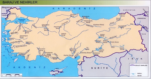 Türkiye Nehirler ve Barajlar Haritası