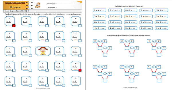 2. Sınıf Matematik Çarpma İşlemi Etkinliği 9