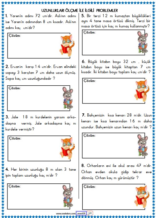 2. Sınıf Matematik Uzunluk Ölçme İle İlgili Problemler Etkinliği 15