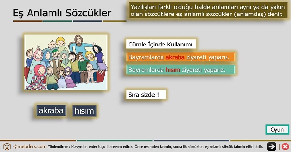 3.Sınıf Türkçe Oyunlu ve Şarkılı Eş Anlamlı Kelimeler Sunusu